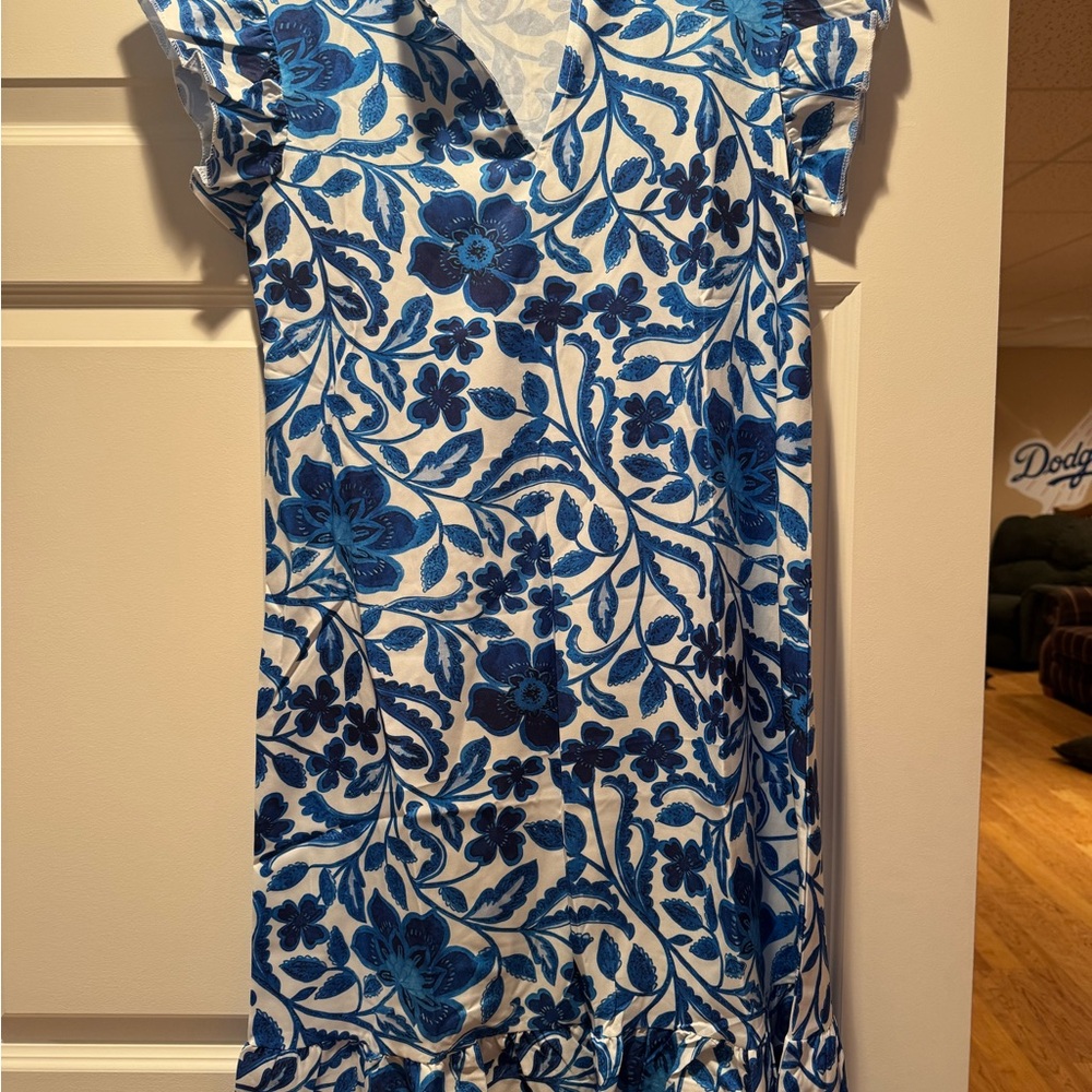 Floral Blue and White Dress